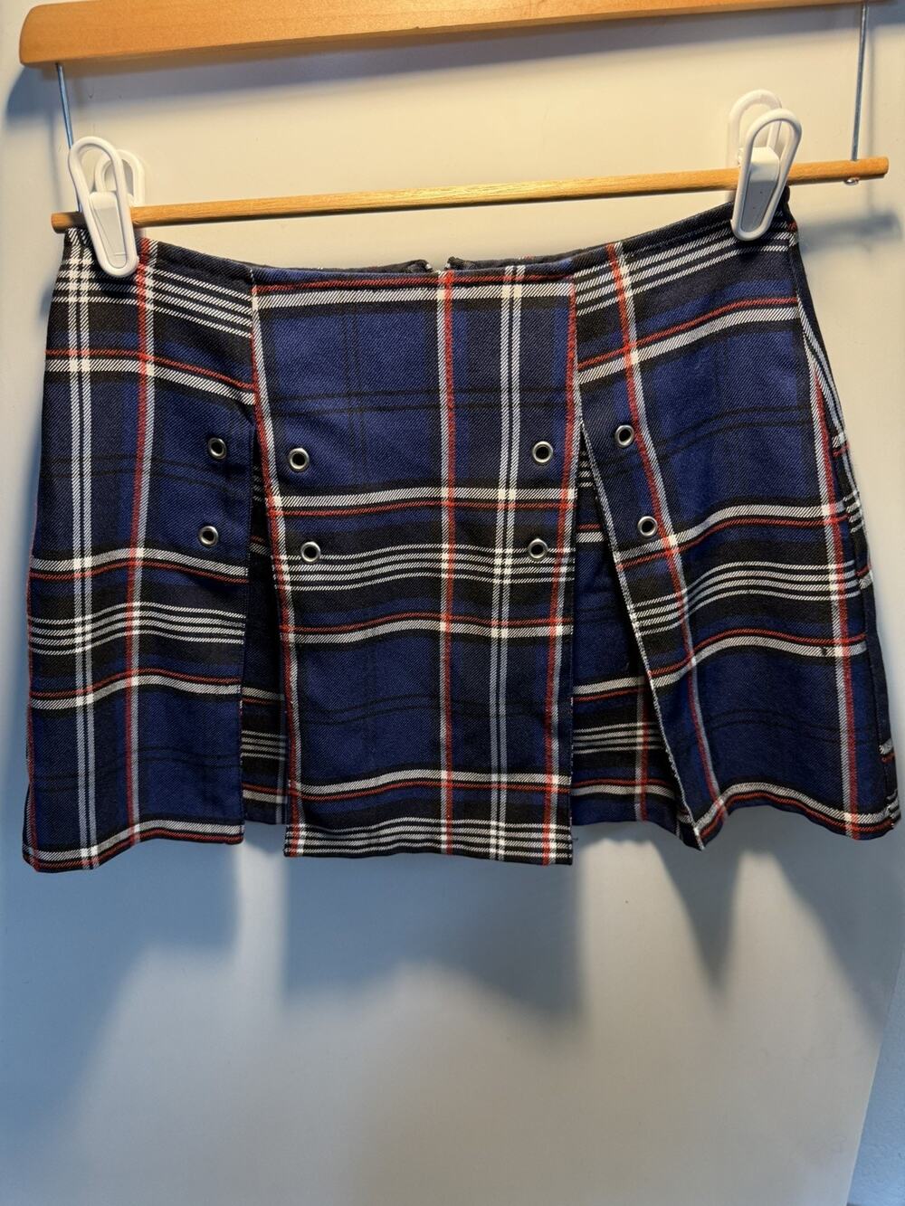 Vtg Y2K Lip Service Pleated Mini Skirt XS Blue Goth Grunge Punk School Girl